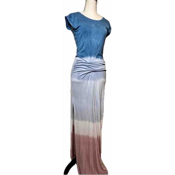 Urban X Umbre Maxi Dress With‎ Ruched Waist, Tie Dye Detail, Bottom Slit Size S - Picture 1 of 9